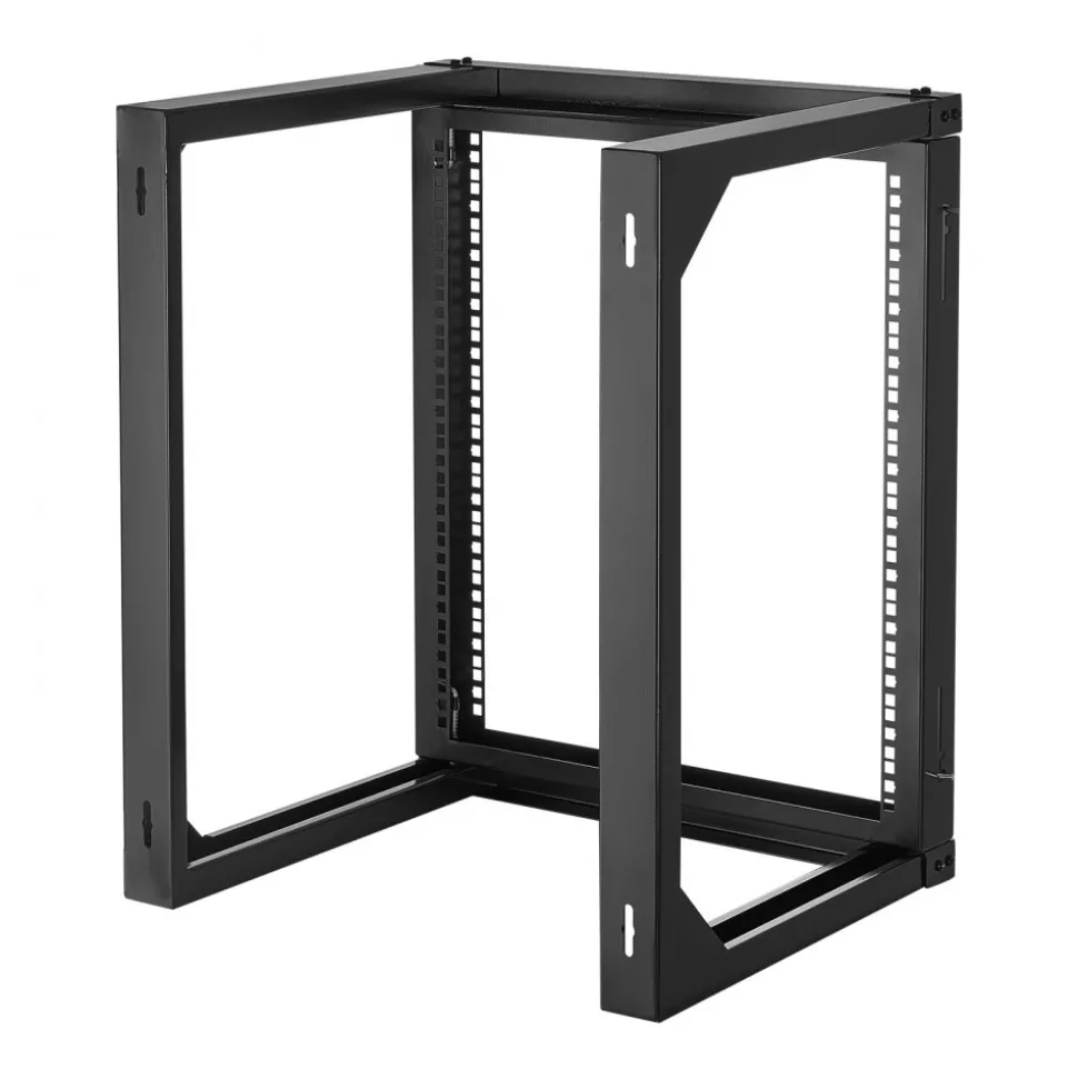 VEVOR 12U Wall Mount Server Rack, 150 lbs Max Load Capacity, Open Frame Network Rack with 180 Degrees Gate Swing, Carbon Steel, for 19-Inch IT Network Equipment & AV Devices Computer Server, Black