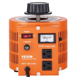 VEVOR 2000VA Auto Variable Voltage Transformer, 15.3 Amp, 110V Input 0-130V Output AC Voltage Regulator, with LCD Display 4 Extra Fuses Thermal Control Switch for Home Industrial Office