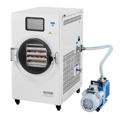 VEVOR Vacuum Freeze Dryer Machine, 8.8-13.2 LBS/Batch Food Freeze Drying Machine with 4-Layer Trays, Vacuum Pump, Adjustable Timer and Temperature Control, for Fruits Vegetables Meat, White