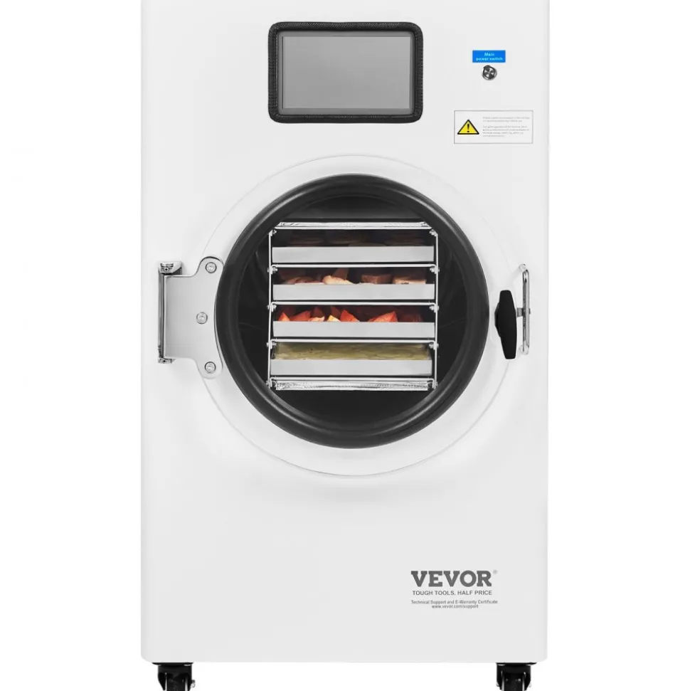VEVOR Vacuum Freeze Dryer Machine, 8.8-13.2 LBS/Batch Food Freeze Drying Machine with 4-Layer Trays, Vacuum Pump, Adjustable Timer and Temperature Control, for Fruits Vegetables Meat, White