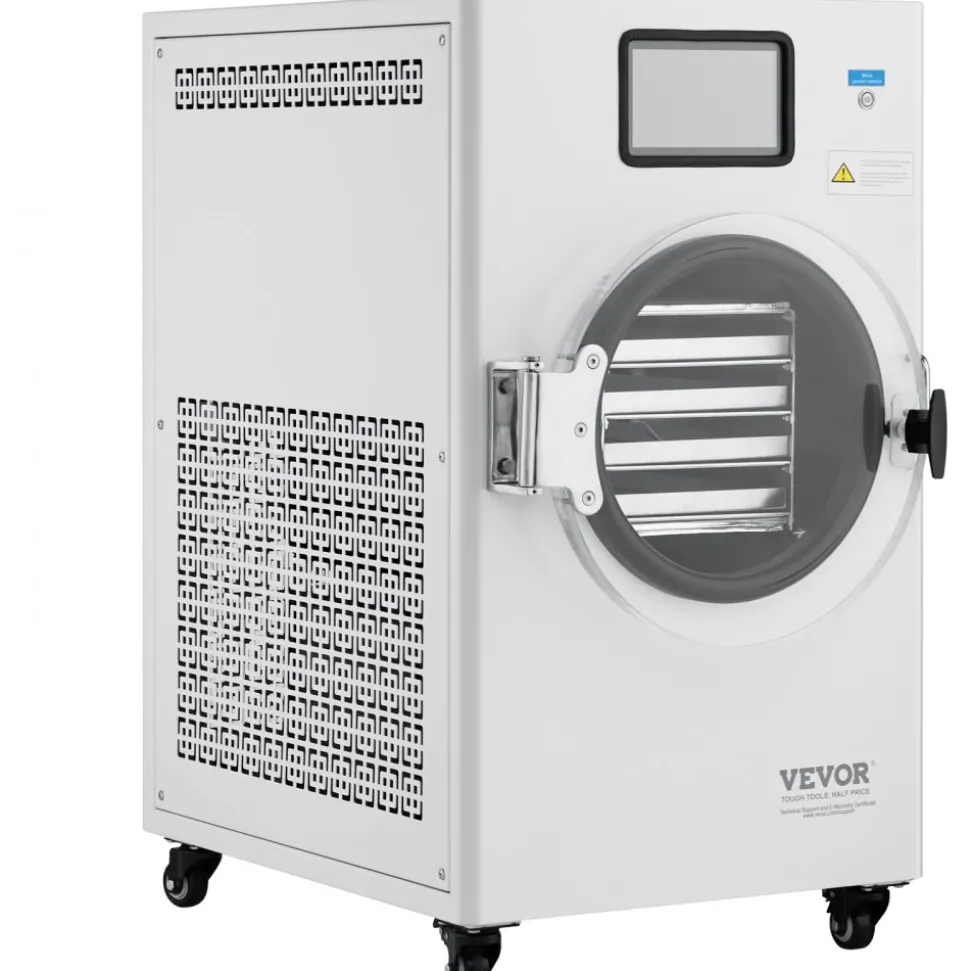 VEVOR Vacuum Freeze Dryer Machine, 8.8-13.2 LBS/Batch Food Freeze Drying Machine with 4-Layer Trays, Vacuum Pump, Adjustable Timer and Temperature Control, for Fruits Vegetables Meat, White