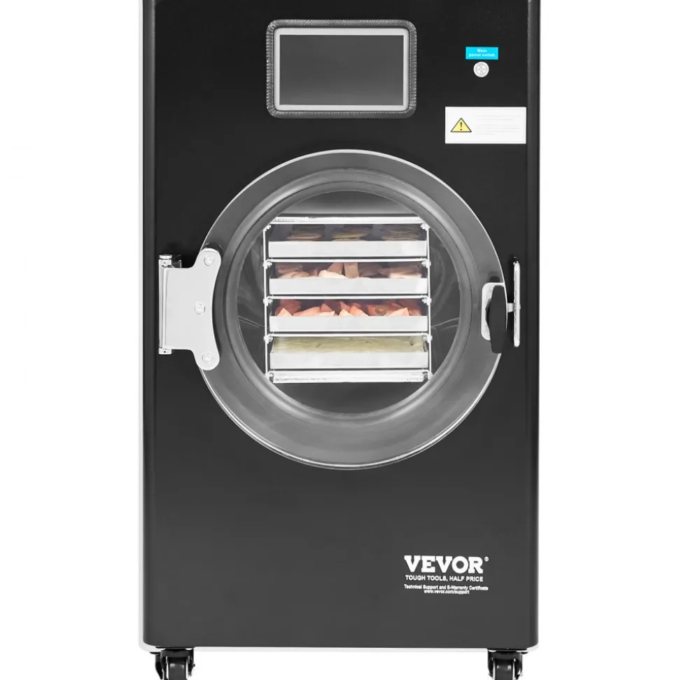 VEVOR Vacuum Freeze Dryer Machine, 8.8-13.2 LBS/Batch Food Freeze Drying Machine with 4-Layer Trays, Vacuum Pump, Adjustable Timer and Temperature Control, for Fruits Vegetables Meat, Black