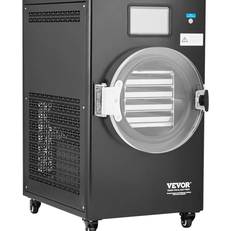 VEVOR Vacuum Freeze Dryer Machine, 8.8-13.2 LBS/Batch Food Freeze Drying Machine with 4-Layer Trays, Vacuum Pump, Adjustable Timer and Temperature Control, for Fruits Vegetables Meat, Black