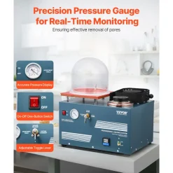 VEVOR Vacuum Investing Casting Machine with Melting Furnace, Convenient Oil Injection Port, Precision Pressure Gauge, All-in-One Machine for Casting Jewelry and Melting Scrap, Silver, Gold, Copper