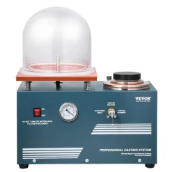 VEVOR Vacuum Investing Casting Machine, 290W Power, with 3 CFM Pump and Bell Jar, Convenient Oil Injection Port, Precision Pressure Gauge, 11 x 11 in Workbench, Casting Machine for Jewelry and Metal