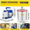 VEVOR Vacuum Pump 7 CFM 3/4HP Dual Stages Air Conditioning Vacuum Pump 2Stage With 5 Gallon Vacuum Chamber Ultimate Vacuum Manifold Gauge Set, Manifold Gauge and Hose for Air Conditioning Systems