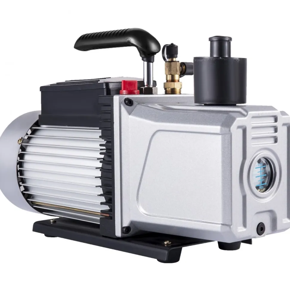 VEVOR Vacuum Pump 12CFM 1 HP Single Stage Air Conditioning Vacuum Pump 110V 5PA Ultimate Vacuum Refrigerant HVAC Air Tool Rotary Vane Vacuum Pump for Automobile Vacuum Evacuation (1-Stage, 12CFM)