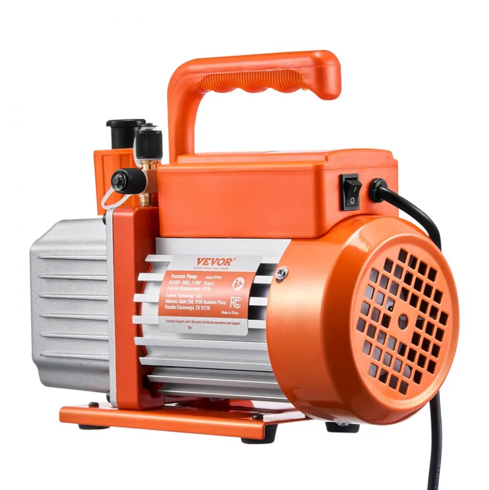 VEVOR Vacuum Pump, 5 CFM, HVAC Single Stage Rotary Vane Vacuum Pump, for R134a R22 R410a Systems, Auto AC Vacuum Pump Kit with Oil Bottle, for Automotive Air Conditioner Maintenance Resin Degassing