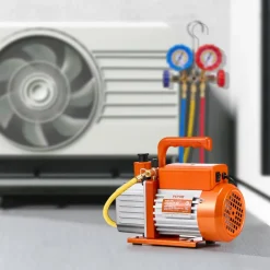 VEVOR Vacuum Pump, 5 CFM, HVAC Single Stage Rotary Vane Vacuum Pump, for R134a R22 R410a Systems, Auto AC Vacuum Pump Kit with Oil Bottle, for Automotive Air Conditioner Maintenance Resin Degassing