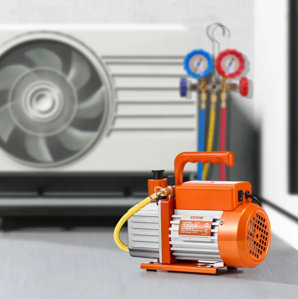 VEVOR Vacuum Pump, 5 CFM, HVAC Single Stage Rotary Vane Vacuum Pump, for R134a R22 R410a Systems, Auto AC Vacuum Pump Kit with Oil Bottle, for Automotive Air Conditioner Maintenance Resin Degassing