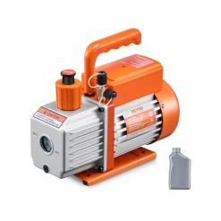 VEVOR Vacuum Pump, 5 CFM, HVAC Single Stage Rotary Vane Vacuum Pump, for R134a R22 R410a Systems, Auto AC Vacuum Pump Kit with Oil Bottle, for Automotive Air Conditioner Maintenance Resin Degassing