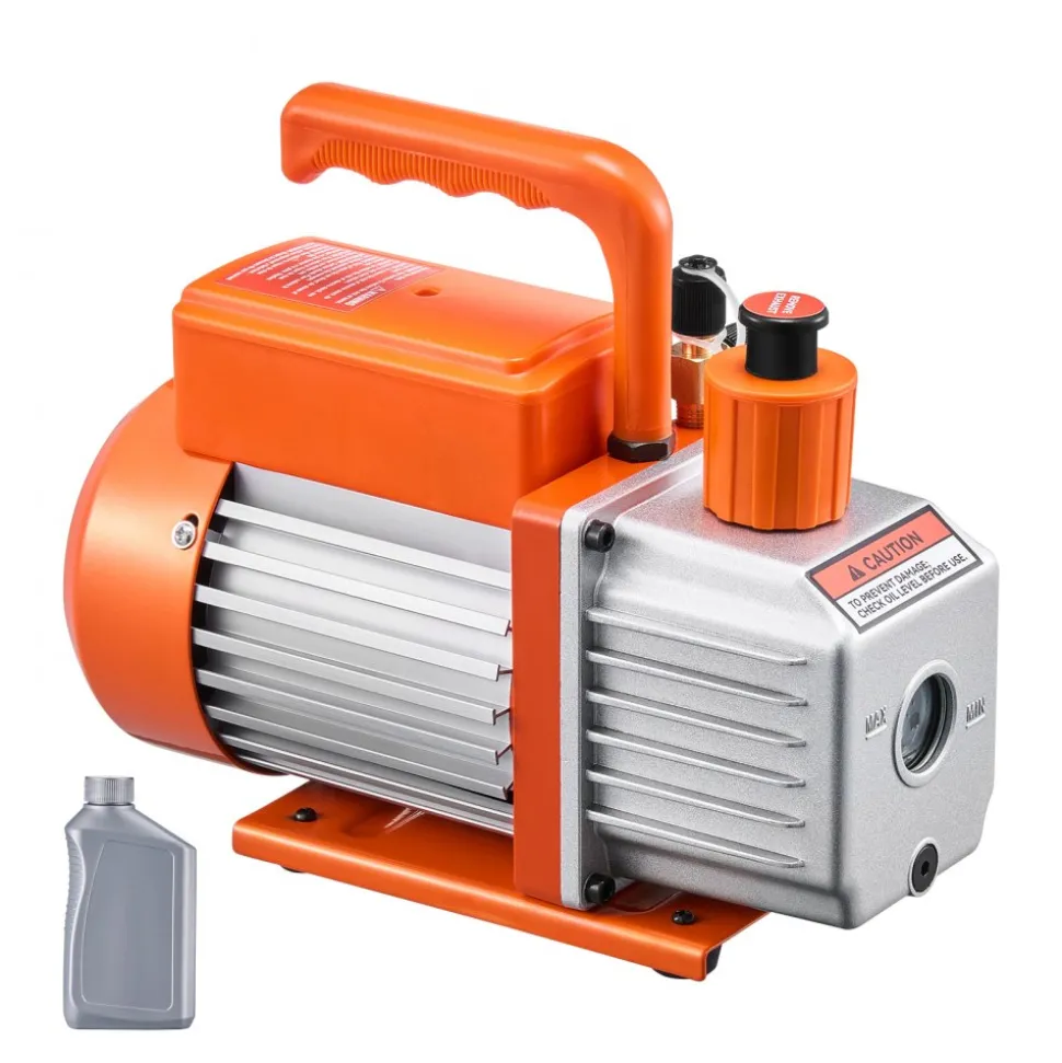 VEVOR Vacuum Pump, 5 CFM, HVAC Single Stage Rotary Vane Vacuum Pump, for R134a R22 R410a Systems, Auto AC Vacuum Pump Kit with Oil Bottle, for Automotive Air Conditioner Maintenance Resin Degassing