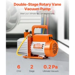 VEVOR Vacuum Pump, 6 CFM, HVAC 2 Stage Rotary Vane Vacuum Pump, for R134a R22 R410a Systems, Auto AC Vacuum Pump Kit with Oil Bottle, for Automotive Air Conditioner Maintenance Resin Degassing