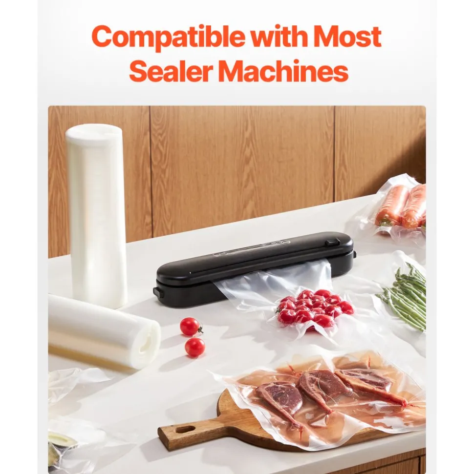 VEVOR Vacuum Sealer Bags, 2 Rolls 11 In x 50 Ft, Non-BPA Food Grade Seal A Meal Bags, Customizable Freezer-friendly Vac Sealing Bag for Food Saver, Food Storage Vacuum Bags for Meal Prep or Sous Vide