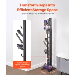 VEVOR Vacuum Stand, Compatible With Dyson V6 V7 V8 V10 V11 V15, Stable Vacuum Stand Holder with 6 Hooks for Dyson DC30 DC31 DC34 DC35 DC58 DC59 DC62 D74 Cordless Upright Vacuum Cleaners & Accessories