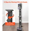 VEVOR Vacuum Stand, Compatible With V7 V8 V10 V11 V12 V15 Series Upright Vacuum Cleaners & Accessories, Stable Vacuum Stand Holder with 4 Anti-slip Pads and 3 Clips for Storing 6 Brush Heads