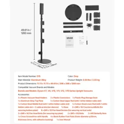 VEVOR Vacuum Stand, Compatible With V7 V8 V10 V11 V12 V15 Series Upright Vacuum Cleaners & Accessories, Stable Vacuum Stand Holder with 4 Anti-slip Pads and 3 Clips for Storing 6 Brush Heads