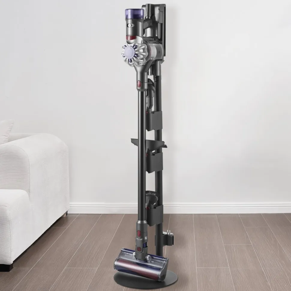 VEVOR Vacuum Stand, Compatible With V7 V8 V10 V11 V12 V15 Series Upright Vacuum Cleaners & Accessories, Stable Vacuum Stand Holder with 4 Anti-slip Pads and 3 Clips for Storing 6 Brush Heads