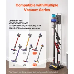 VEVOR Vacuum Stand, Compatible With Dyson V6 V7 V8 V10 V11 V15, Stable Vacuum Stand Holder with Wheels for Dyson DC30 DC31 DC34 DC35 DC58 DC59 DC62 D74 Cordless Upright Vacuum Cleaners & Accessories