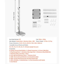 VEVOR Vacuum Stand, Compatible with Dyson G5 V15 V12 V11 V10 V8 V7 V6 Series Upright Vacuums Cleaners & Accessories, Stable Vacuum Stand Holder with 6 Hooks and Non-slip Footpads, Black