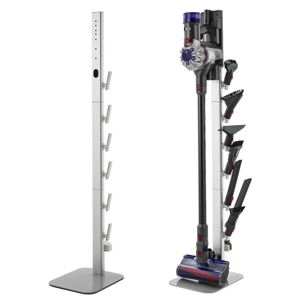 VEVOR Vacuum Stand, Compatible with Dyson G5 V15 V12 V11 V10 V8 V7 V6 Series Upright Vacuums Cleaners & Accessories, Stable Vacuum Stand Holder with 6 Hooks and Non-slip Footpads, Black