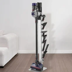 VEVOR Vacuum Stand, Compatible with Dyson G5 V15 V12 V11 V10 V8 V7 V6 Series Upright Vacuums Cleaners & Accessories, Stable Vacuum Stand Holder with 6 Hooks and Non-slip Footpads, Black