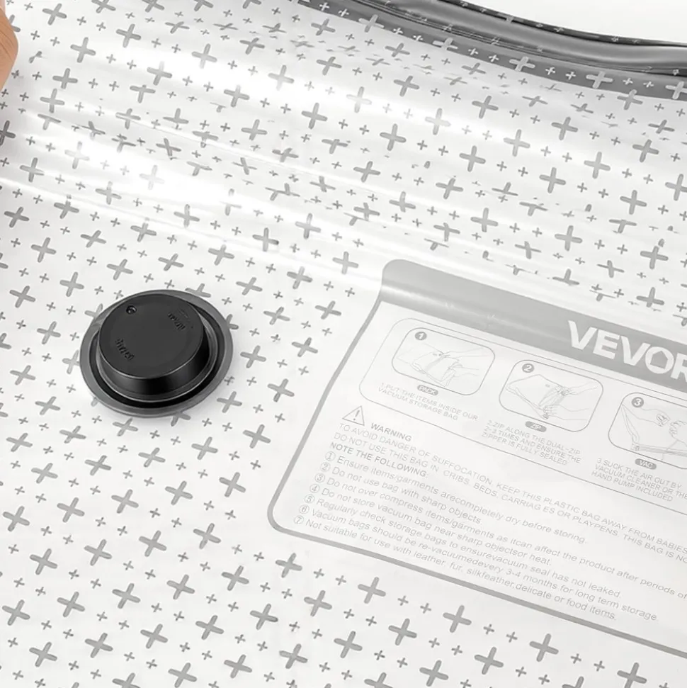 VEVOR Vacuum Storage Bags, 26 Pack Space Saver Vacuum Seal Bags for Clothing, with Pump and Charging Cable, Double Zipper Seal, Thickened PA and PE, Compression for Clothes Storage, Travel Luggage