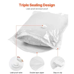 VEVOR Vacuum Storage Bags, 20 Pack Space Saver Seal Bag(4 Jumbo/4 Large/4 Medium/4 Small/4 Roll), Compression Airtight Zipper Space Bags with Hand Pump, for Cloth, Bedding, Blanket, Pillow, Travel