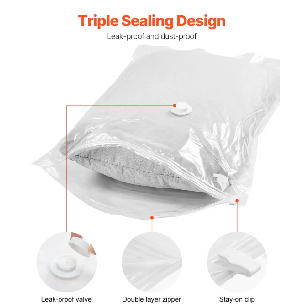 VEVOR Vacuum Storage Bags, 20 Pack Space Saver Seal Bag(4 Jumbo/4 Large/4 Medium/4 Small/4 Roll), Compression Airtight Zipper Space Bags with Hand Pump, for Cloth, Bedding, Blanket, Pillow, Travel