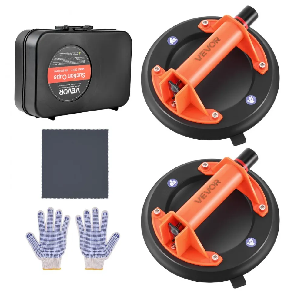 VEVOR Vacuum Suction Cup, 8-Inch Vacuum Glass Lifter with ABS Handle, 400 lbs Max Lifting Capacity Tile Suction Cup Tool with Carrying Case for Lifting Large Tile, Granite, Drywall, Windows (2-Pack)