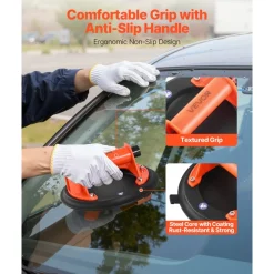 VEVOR Vacuum Suction Cup, 8-Inch Vacuum Glass Lifter with ABS Handle, 400 lbs Max Lifting Capacity Tile Suction Cup Tool with Carrying Case for Lifting Large Tile, Granite, Drywall, Windows (2-Pack)