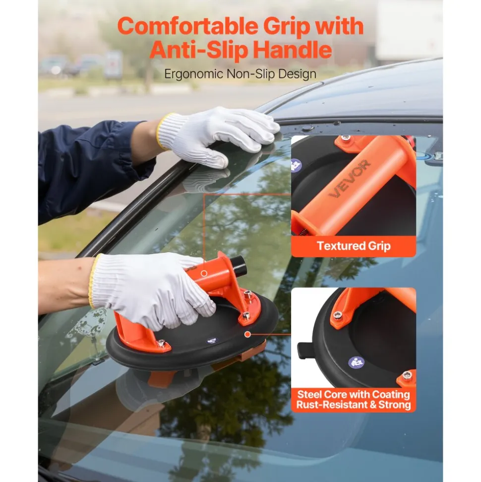 VEVOR Vacuum Suction Cup, 8-Inch Vacuum Glass Lifter with ABS Handle, 400 lbs Max Lifting Capacity Tile Suction Cup Tool with Carrying Case for Lifting Large Tile, Granite, Drywall, Windows (2-Pack)
