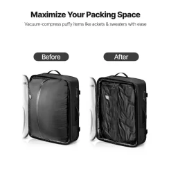 VEVOR Vacuum Travel Backpack, 80L, Expandable Vacuum Seal Compression Travel Backpack with Pump, with TSA-Approved Lock, Airback Vacpack, Water-Resistant Carry-On Suitcase Luggage, for Business, Black