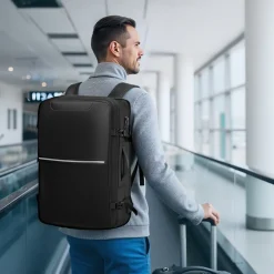 VEVOR Vacuum Travel Backpack, 80L, Expandable Vacuum Seal Compression Travel Backpack with Pump, with TSA-Approved Lock, Airback Vacpack, Water-Resistant Carry-On Suitcase Luggage, for Business, Black