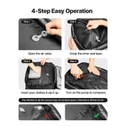 VEVOR Vacuum Travel Backpack, 80L, Expandable Vacuum Seal Compression Travel Backpack with Pump, with TSA-Approved Lock, Airback Vacpack, Water-Resistant Carry-On Suitcase Luggage, for Business, Black