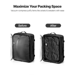 VEVOR Vacuum Travel Backpack, 65L, Expandable Vacuum Seal Compression Travel Backpack with Pump, with TSA-Approved Lock, Airback Vacpack, Water-Resistant Carry-On Suitcase Luggage, for Business, Black