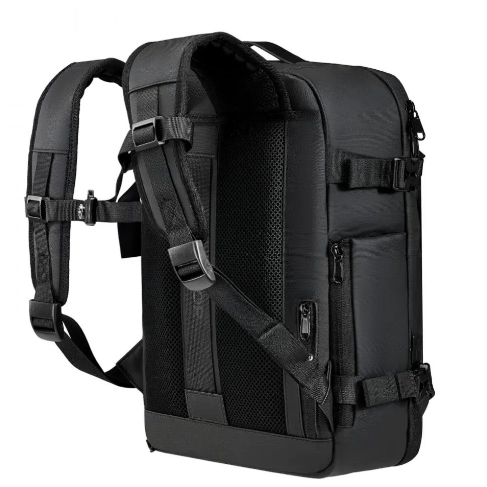 VEVOR Vacuum Travel Backpack, 35L, Vacuum Seal Compression Travel Backpack with Air Pump, Multiple Pockets & Compartments, Water-Resistant Carry-On Suitcase Luggage, Casual Personal Item Bag, Black