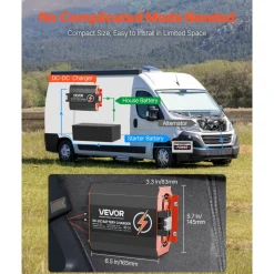 VEVOR 12V 40A DC to DC Battery Charger, 500W, On-Board Battery Charger for Lead-Acid, Lithium, AGM, GEL, and Flooded Batteries, Smart Multi-Stage Charging, for RVs, Commercial Vehicles, Boats, Yachts