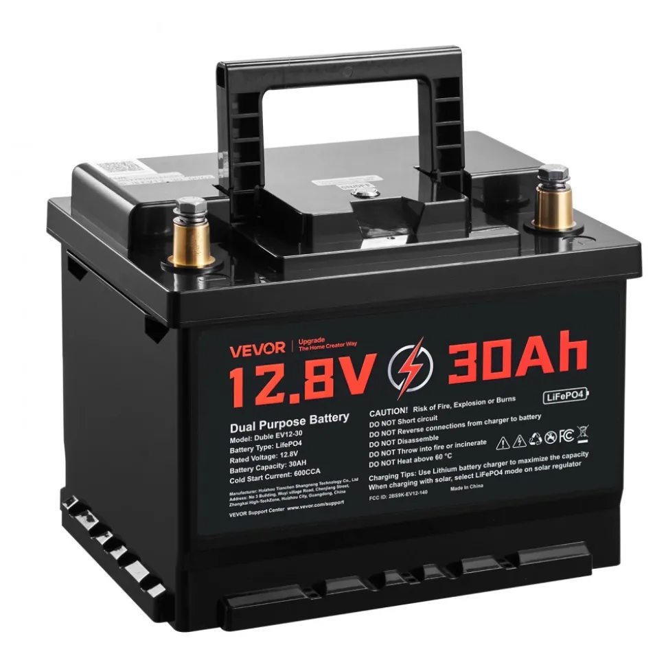 VEVOR 12V 30Ah Dual Purpose LiFePO4 Lithium Battery, 600 CCA Group 47, Car Start-Stop Lithium-ion Starter Battery Plus Deep Cycle, Built-in Smart BMS, for Automotive, Trolling Motor, Engine Starting