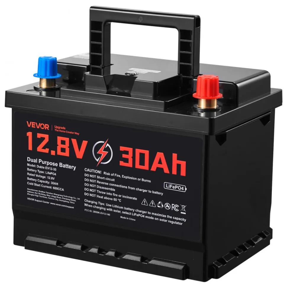 VEVOR 12V 30Ah Dual Purpose LiFePO4 Lithium Battery, 600 CCA Group 47, Car Start-Stop Lithium-ion Starter Battery Plus Deep Cycle, Built-in Smart BMS, for Automotive, Trolling Motor, Engine Starting