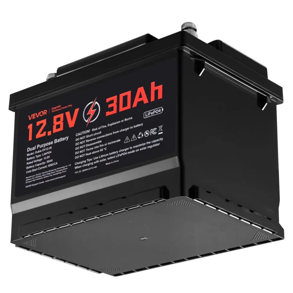 VEVOR 12V 30Ah Dual Purpose LiFePO4 Lithium Battery, 600 CCA Group 47, Car Start-Stop Lithium-ion Starter Battery Plus Deep Cycle, Built-in Smart BMS, for Automotive, Trolling Motor, Engine Starting