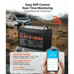 VEVOR 12V 140Ah Dual Purpose LiFePO4 Lithium Battery, 1000 CCA Group 31, Lithium-ion Starter Battery Plus Deep Cycle, Built-in Smart BMS, Car Start-Stop, for Automotive, Trolling Motor, Marine, RV