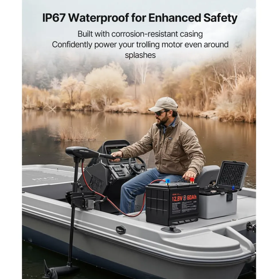 VEVOR 12V 60Ah Dual Purpose LiFePO4 Lithium Battery, 800 CCA Group 24, Lithium-ion Starter Battery Plus Deep Cycle, Built-in Smart BMS, Car Start-Stop, for Automotive, Trolling Motor, Engine Starting