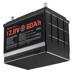 VEVOR 12V 60Ah Dual Purpose LiFePO4 Lithium Battery, 800 CCA Group 24, Lithium-ion Starter Battery Plus Deep Cycle, Built-in Smart BMS, Car Start-Stop, for Automotive, Trolling Motor, Engine Starting