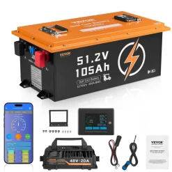 VEVOR 48V 105Ah Golf Cart Lithium Battery, 48 Volt Golf Cart Battery with 200A BMS, Touch Monitor and Mobile APP, LiFePO4 Battery with 600A Peak Current, 20A Charger and 4000+ Cycles, for Golf Carts