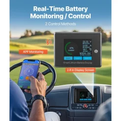 VEVOR 48V 105Ah Golf Cart Lithium Battery, 48 Volt Golf Cart Battery with 200A BMS, LCD Monitor and Mobile APP, LiFePO4 Battery with 600A Peak Current, 20A Charger and 4000+ Cycles, for Golf Carts