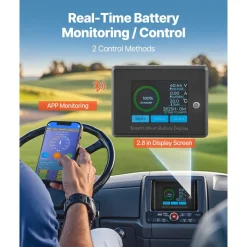 VEVOR 36V 105Ah Golf Cart Lithium Battery, 36 Volt Golf Cart Battery with 200A BMS, LCD Monitor and Mobile APP, LiFePO4 Battery with 600A Peak Current, ABS Shell and 4000+ Cycles, for Golf Carts