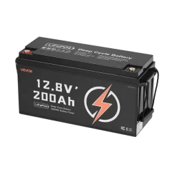 VEVOR 12V 200Ah LiFePO4 Battery, Up to 15000 Cycles, Deep Cycle Lithium Iron Phosphate Battery with Built-in BMS, Low Temperature Protection, 10 Years Lifetime, for Solar Off-Grid Home Energy Storage