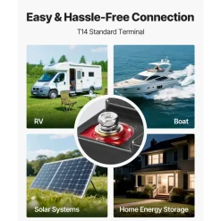 VEVOR 12V 200Ah LiFePO4 Battery, Up to 15000 Cycles, Deep Cycle Lithium Iron Phosphate Battery with Built-in BMS, Low Temperature Protection, 10 Years Lifetime, for Solar Off-Grid Home Energy Storage