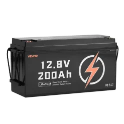 VEVOR 12V 200Ah LiFePO4 Battery, Up to 15000 Cycles, Deep Cycle Lithium Iron Phosphate Battery with Built-in BMS, Low Temperature Protection, 10 Years Lifetime, for Solar Off-Grid Home Energy Storage
